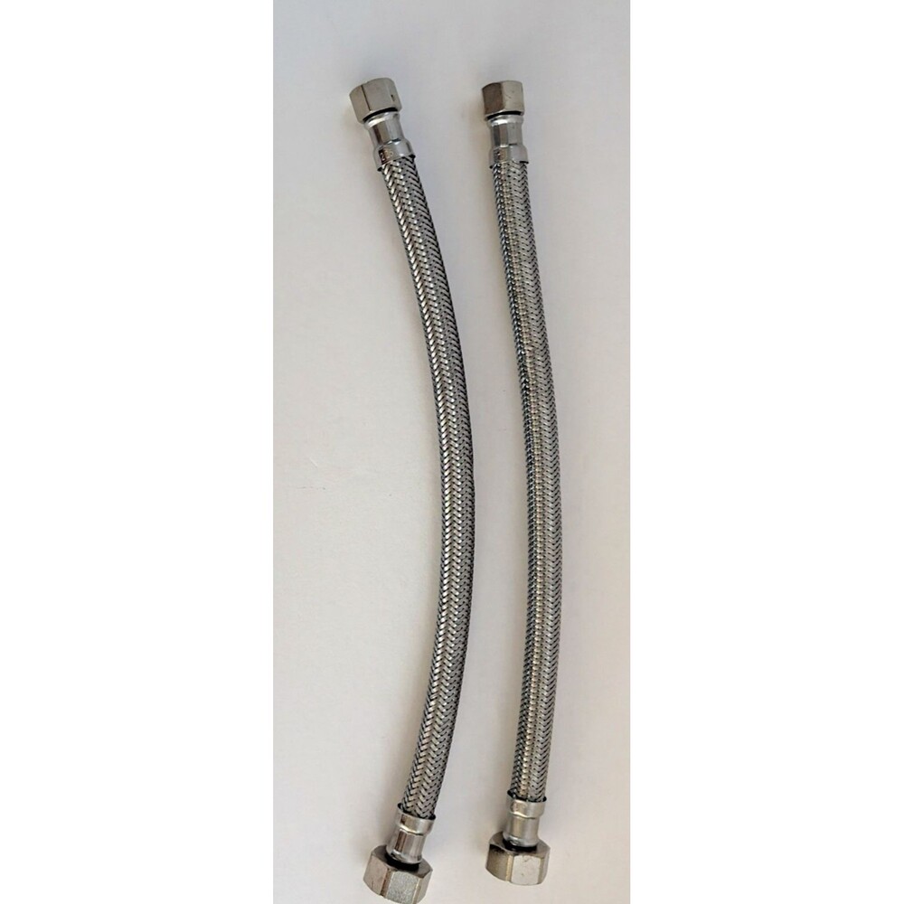 Lot Of 2 - Water Supply Line Stainless Steel Braided 1” MIP X 12” Long New